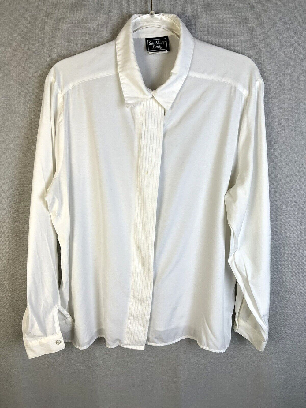 Southern Lady Blouse Women's Siae 16 Ivory Tucked Front Dressy Career Classic